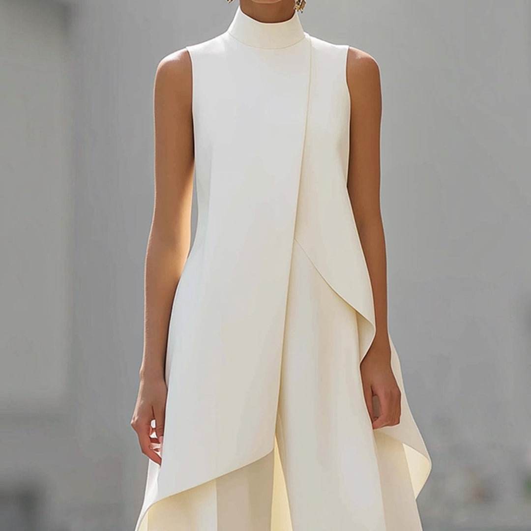 VALENTINA | ELEGANT HIGH-NECK DRAPED JUMPSUIT