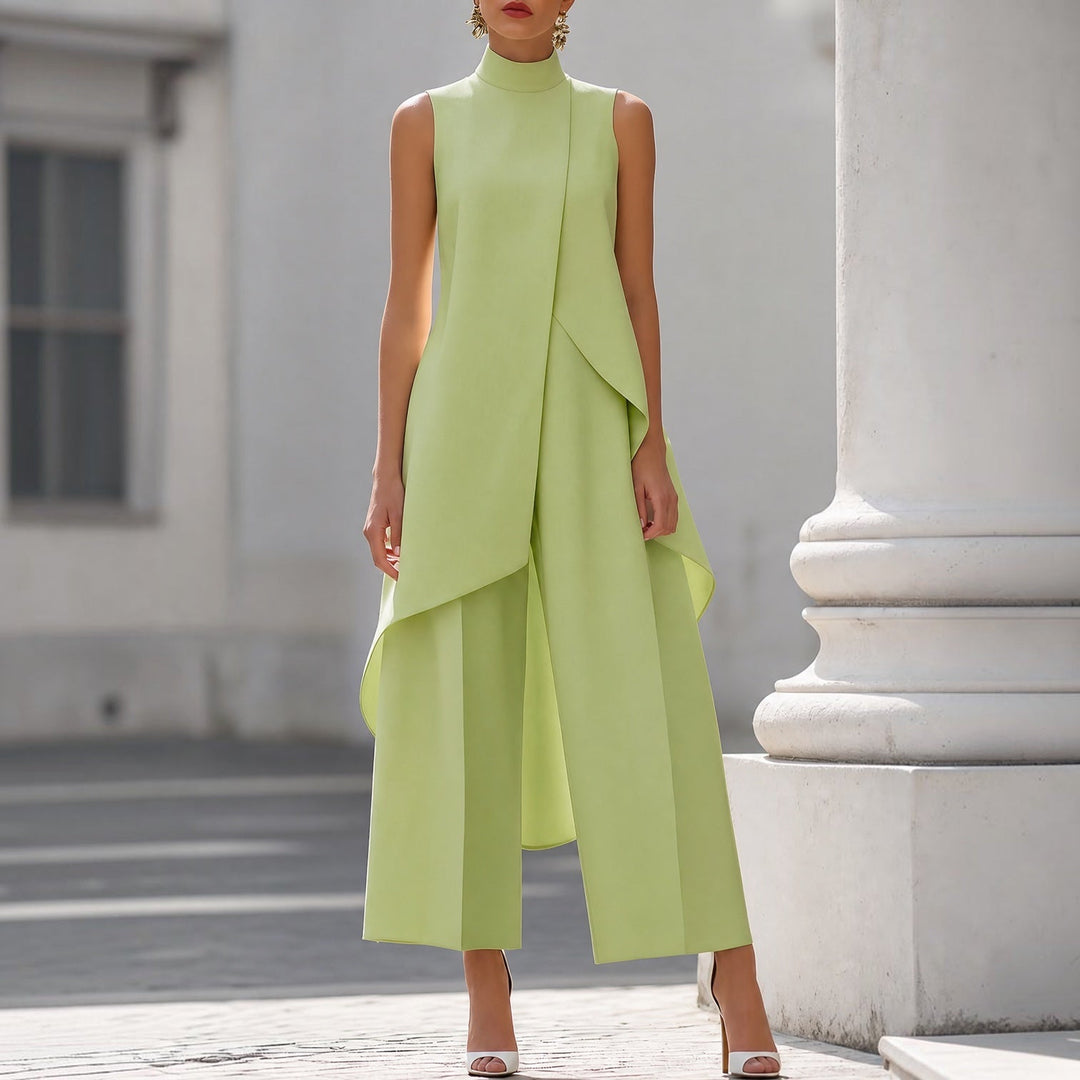 VALENTINA | ELEGANT HIGH-NECK DRAPED JUMPSUIT