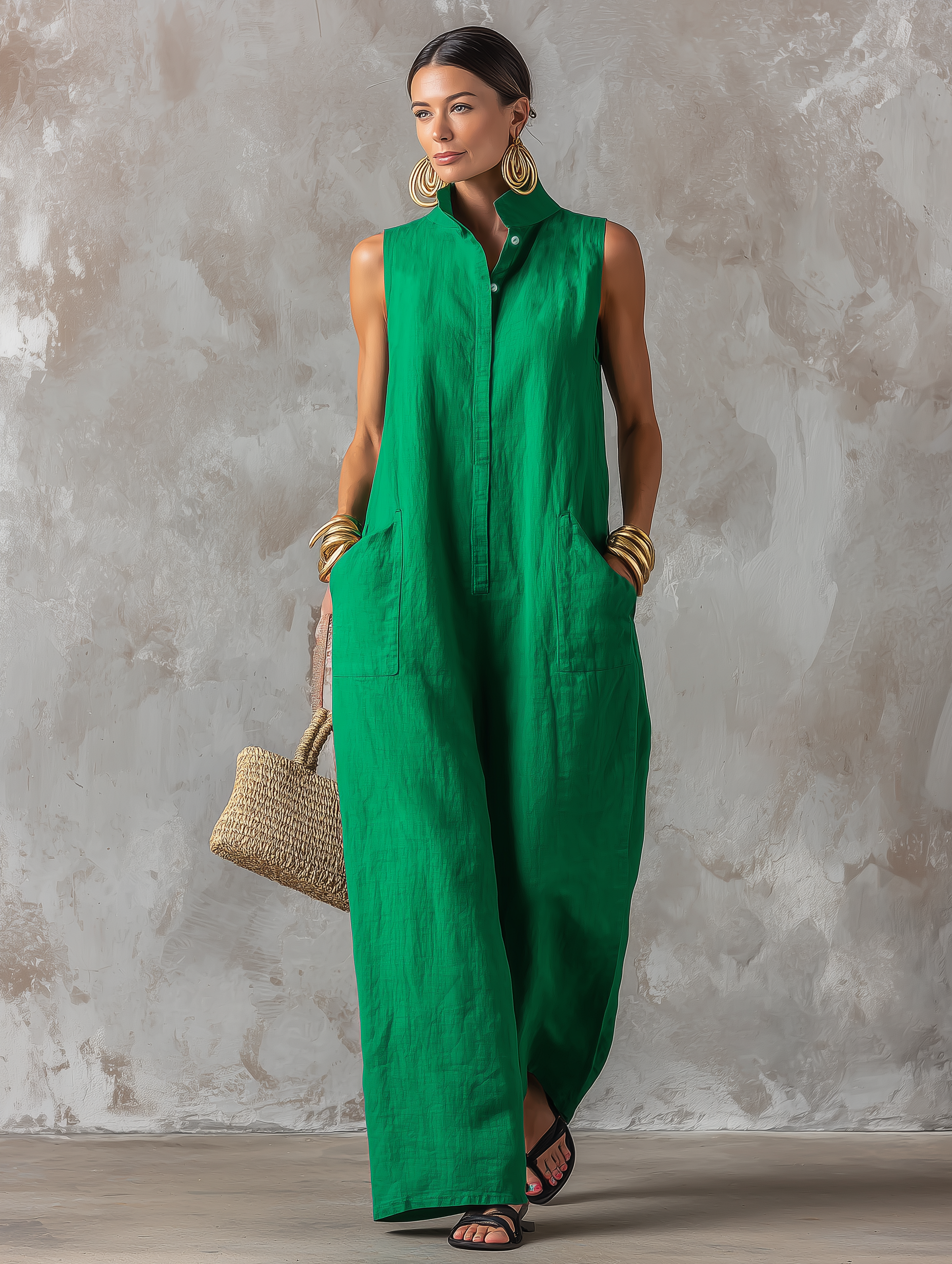 Claire | Minimalist Wide-Leg Linen Jumpsuit
