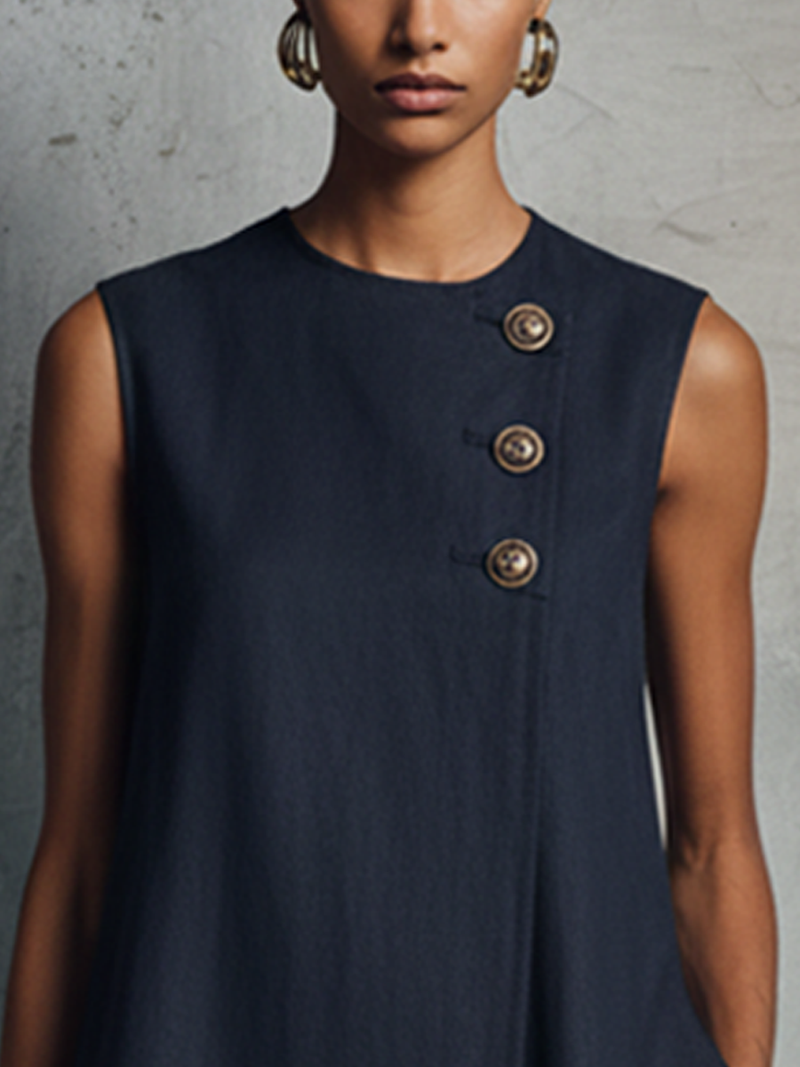 ONYX | ASYMMETRIC BUTTON MINI DRESS