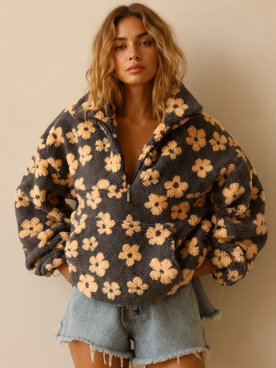Karrie™ | Floral Teddy Fleece Sweater