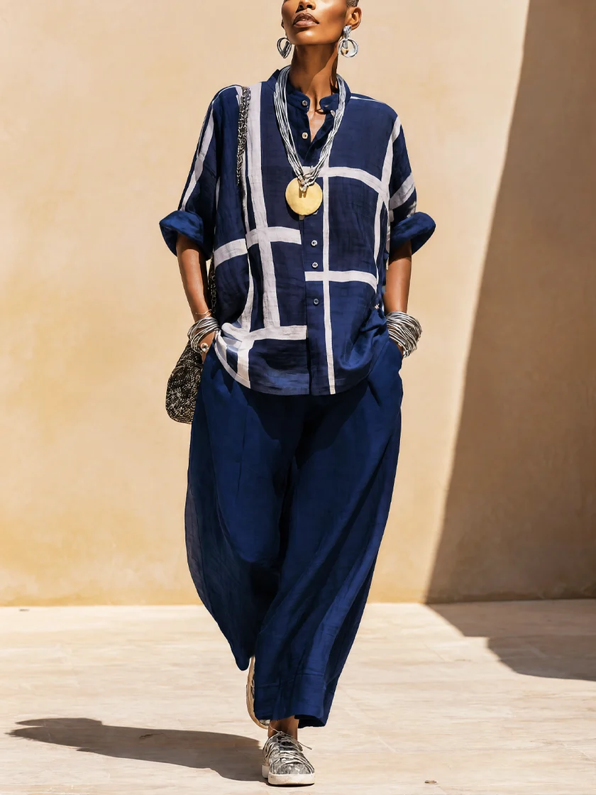 Genevieve™ Grid Print Two-Piece Set