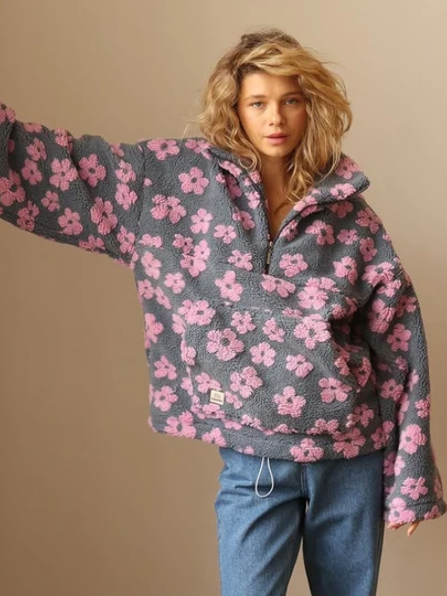Karrie™ | Floral Teddy Fleece Sweater