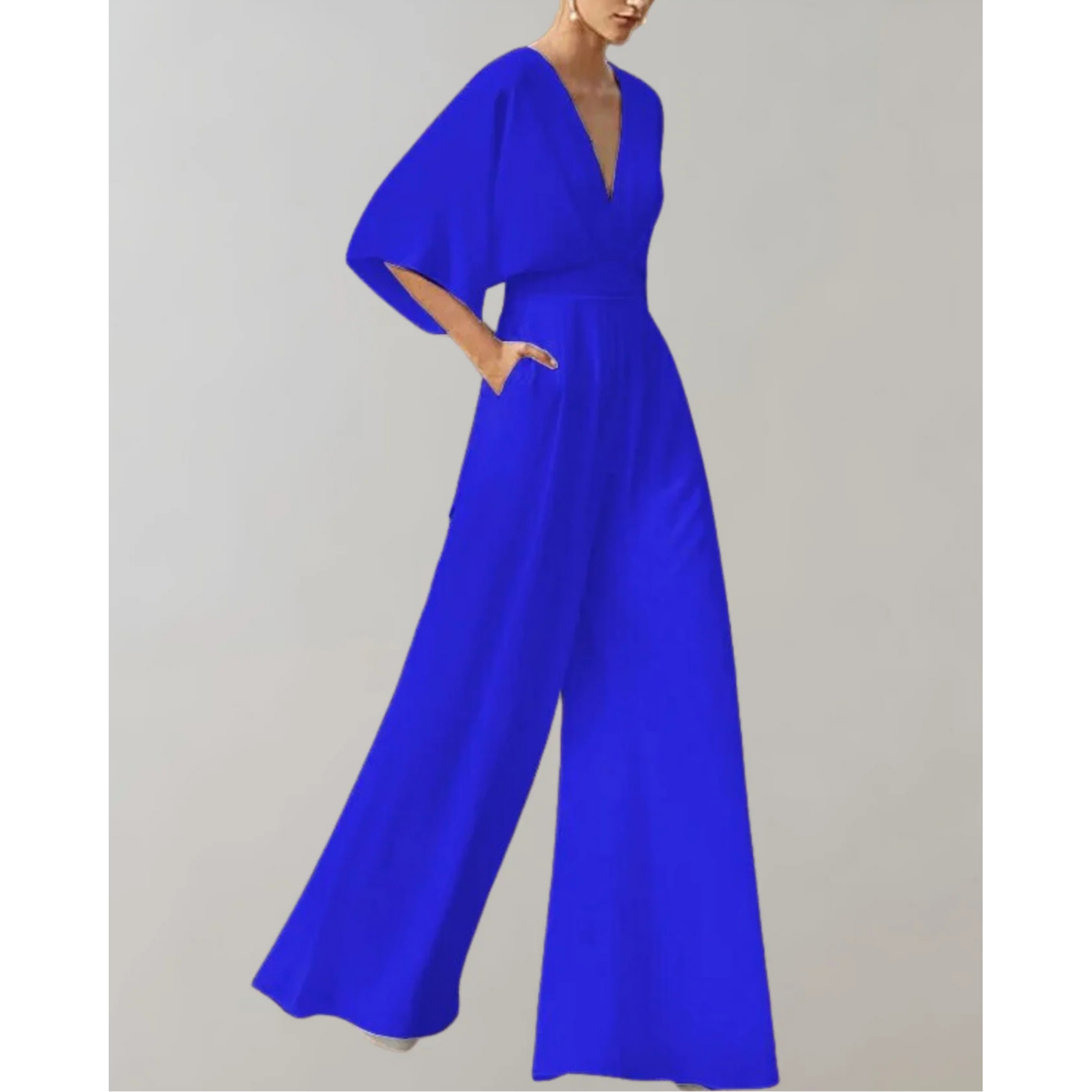 Celia | V-Neck Kimono Sleeve Wide-Leg Jumpsuit