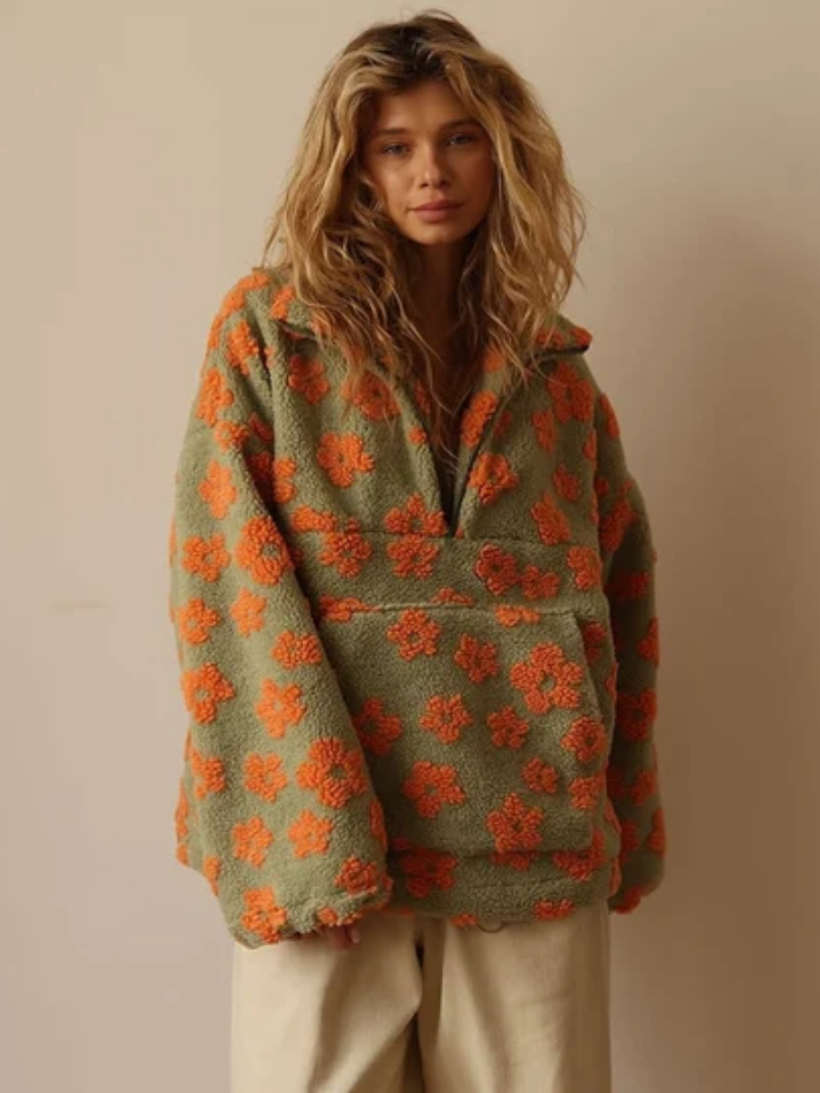 Karrie™ | Floral Teddy Fleece Sweater
