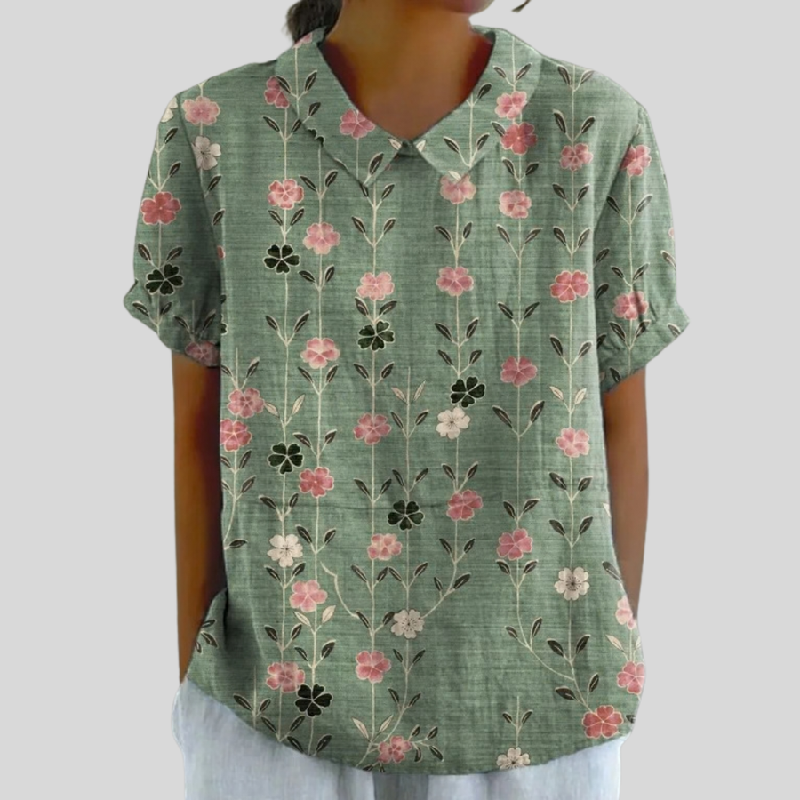 Amandine | Floral Print Vertical Blouse