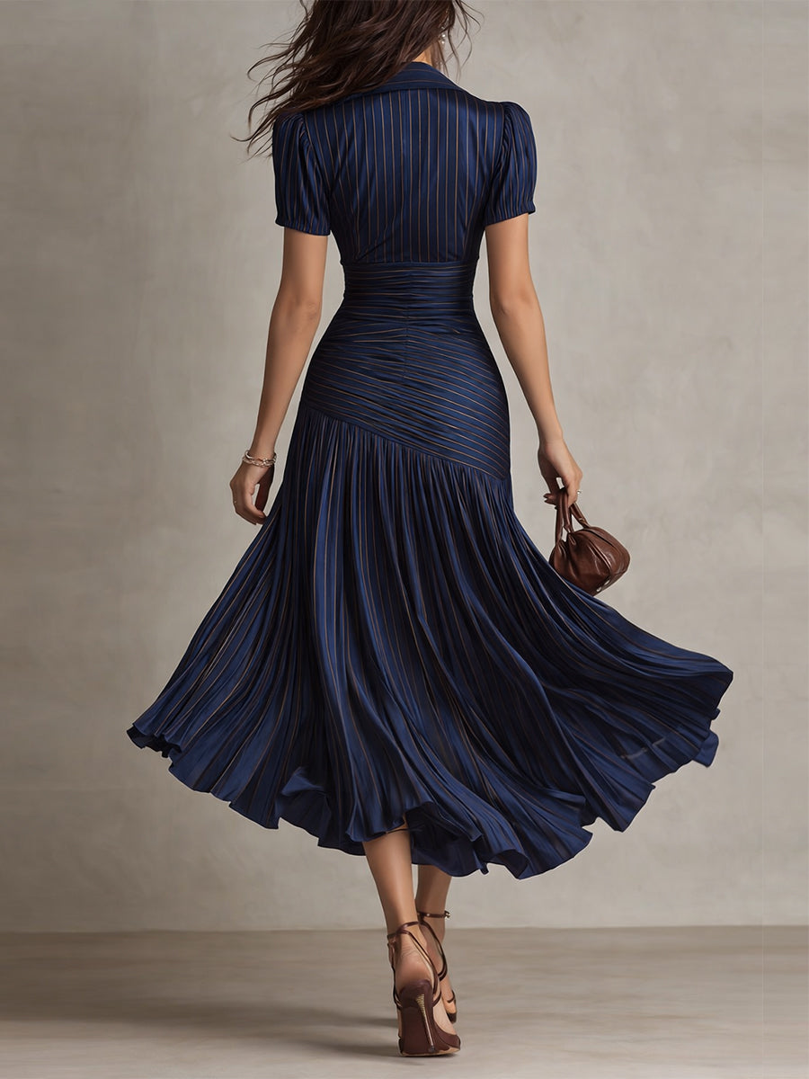 Frances ∙ Retro Striped Satin Midi Dress