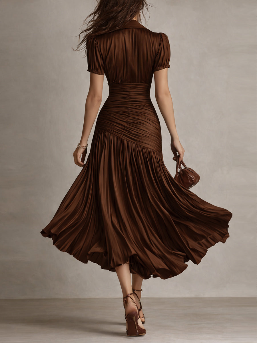Frances ∙ Retro Striped Satin Midi Dress