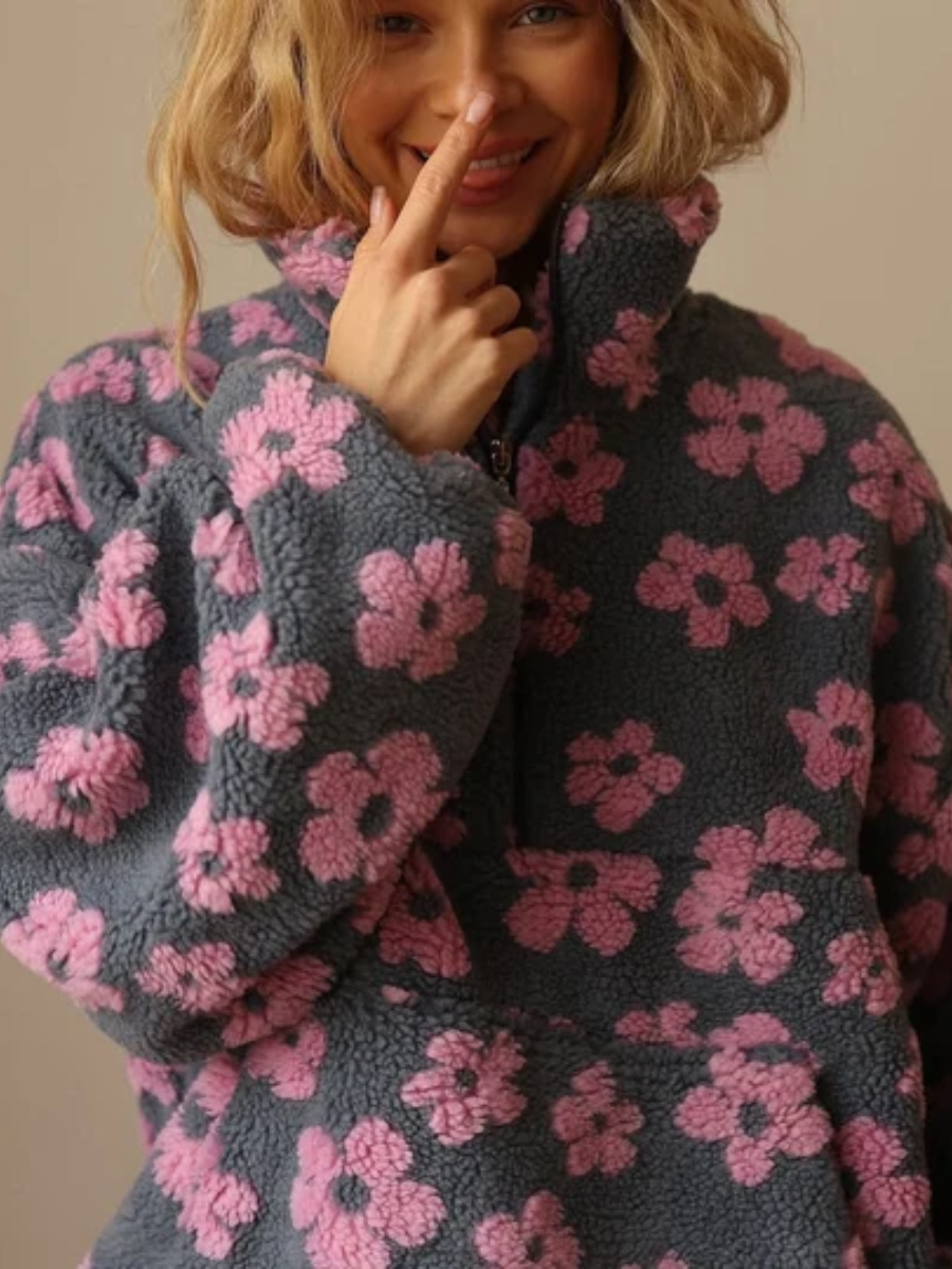 Karrie™ | Floral Teddy Fleece Sweater