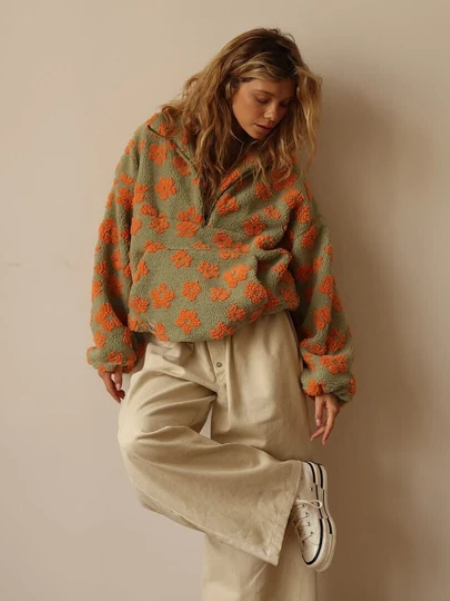 Karrie™ | Floral Teddy Fleece Sweater