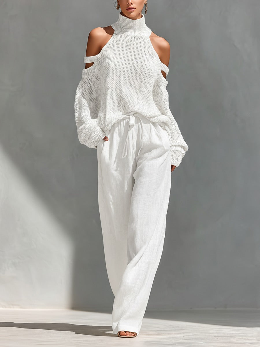 Sarah • Fashionable Knit and Linen Set