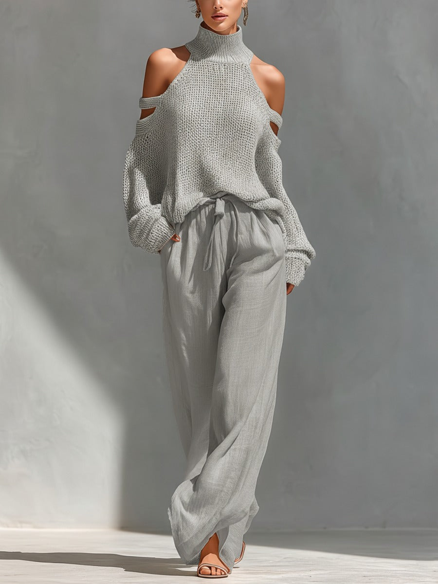 Sarah • Fashionable Knit and Linen Set