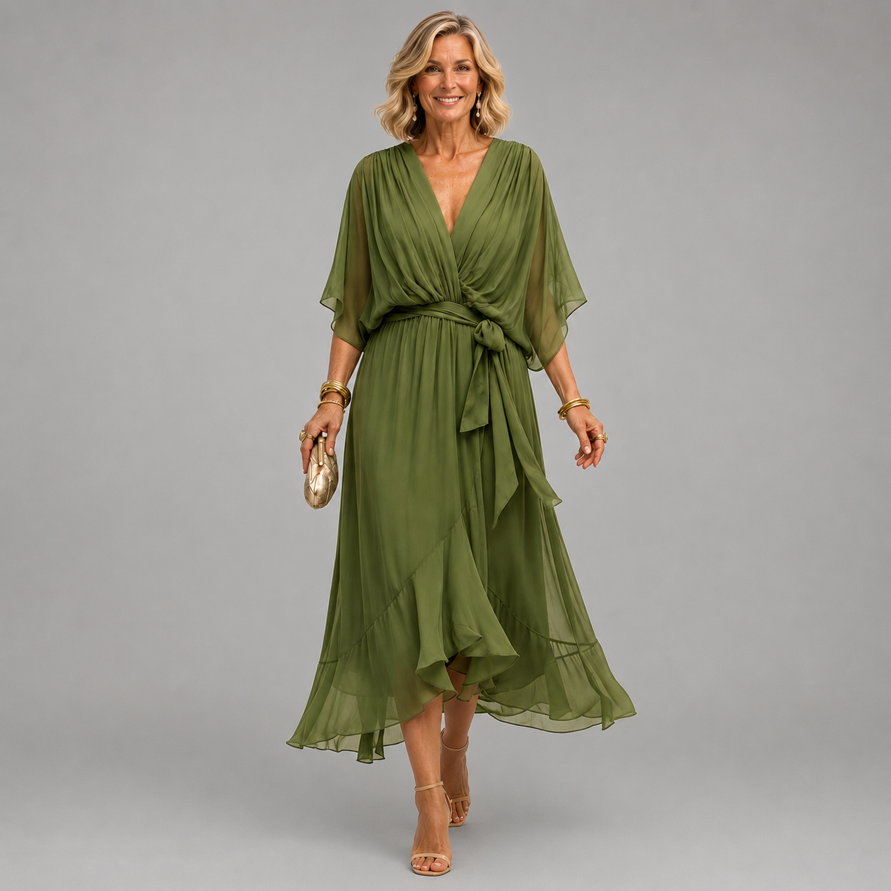 Marta™ | Chiffon Dress With V-Neck