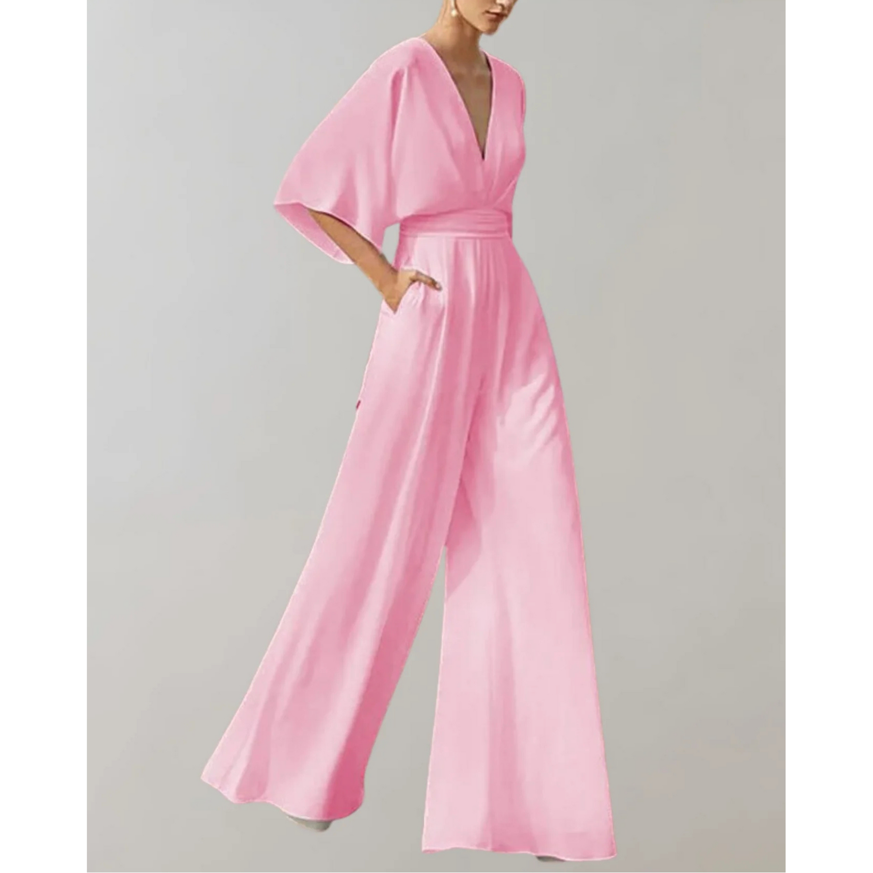 Celia | V-Neck Kimono Sleeve Wide-Leg Jumpsuit