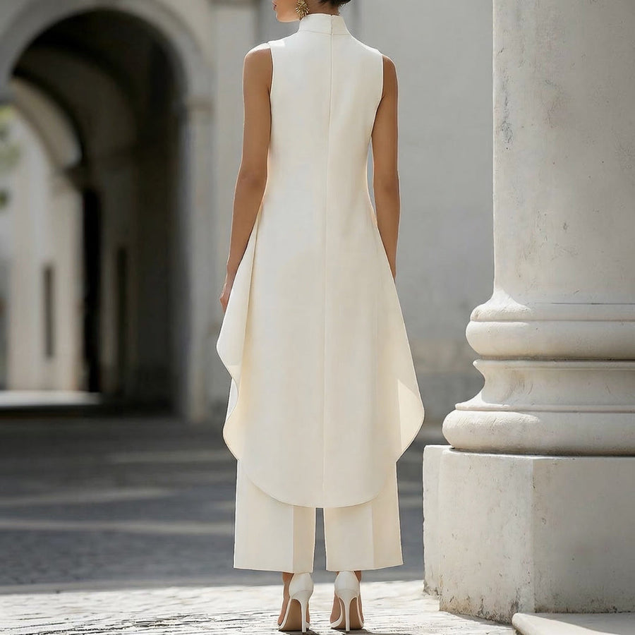 VALENTINA | ELEGANT HIGH-NECK DRAPED JUMPSUIT