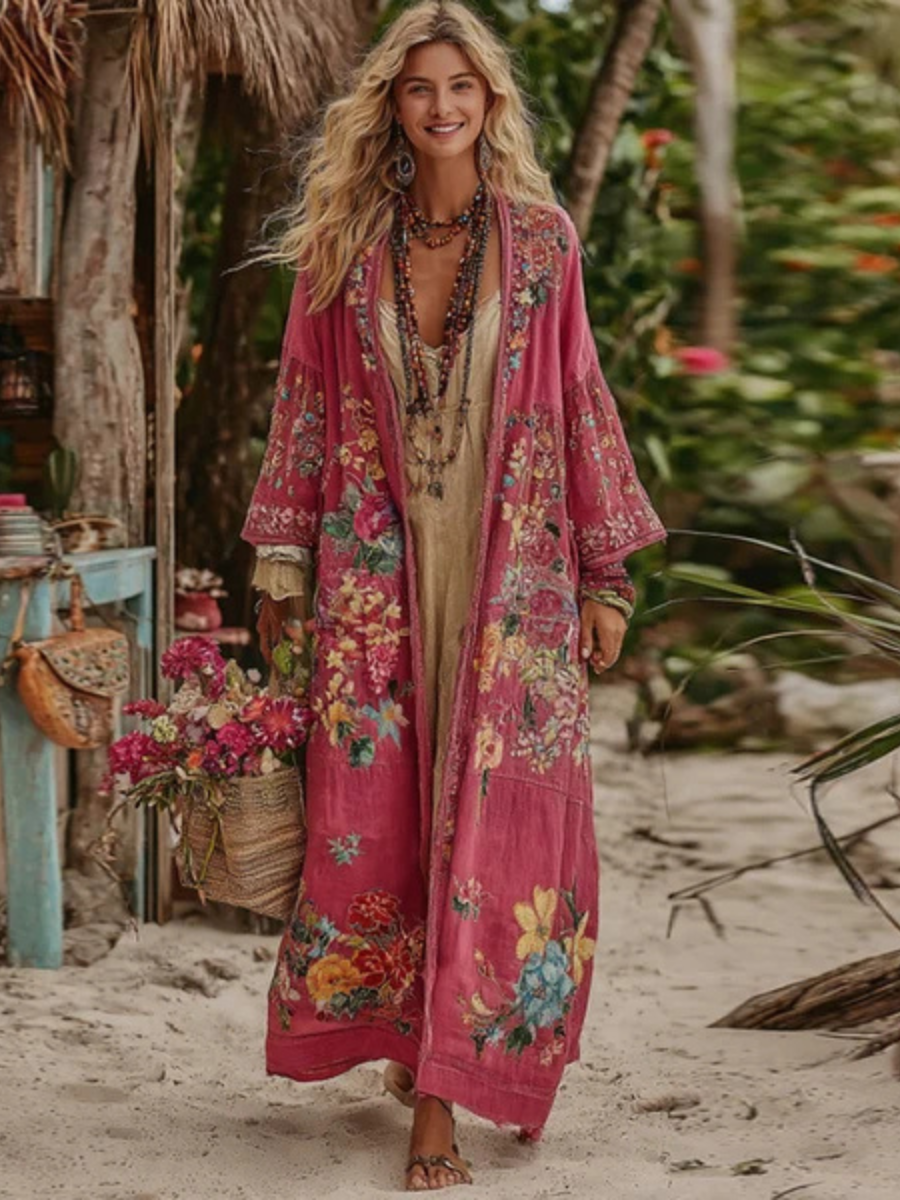 Dominique™ | Vintage Inspired Floral Duster Cardigan