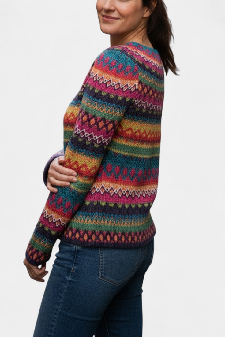 Mélya Soft Wool Multicolored Jacquard Sweater