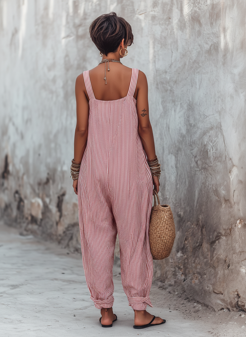 Pippa | Striped Sleeveless Loose-Fit Jumpsuit
