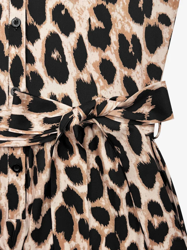 Roxanne | Leopard Print Tie-Waist Wide-Leg Jumpsuit
