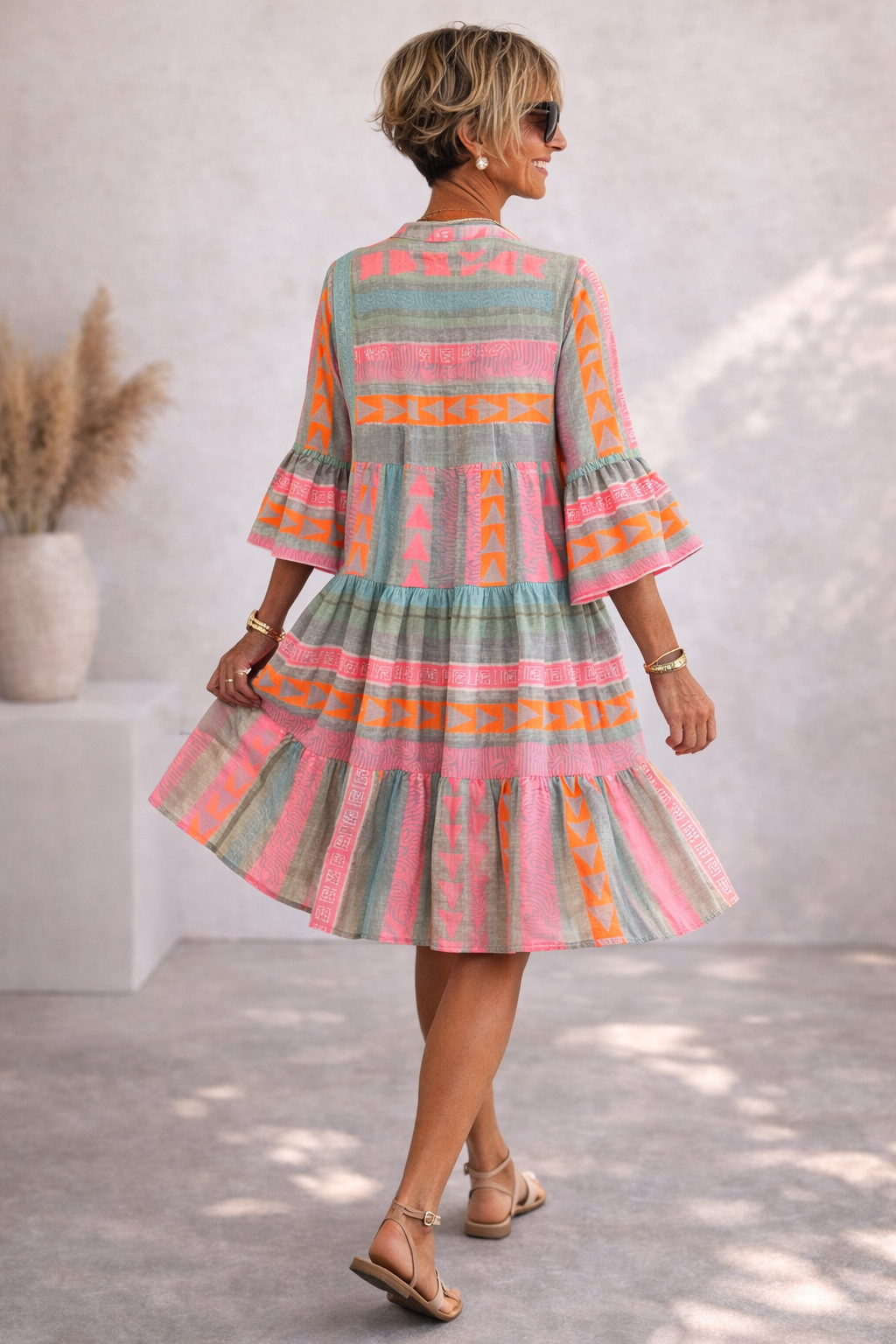 Elena™ | Patterned Flowing Midi Dress
