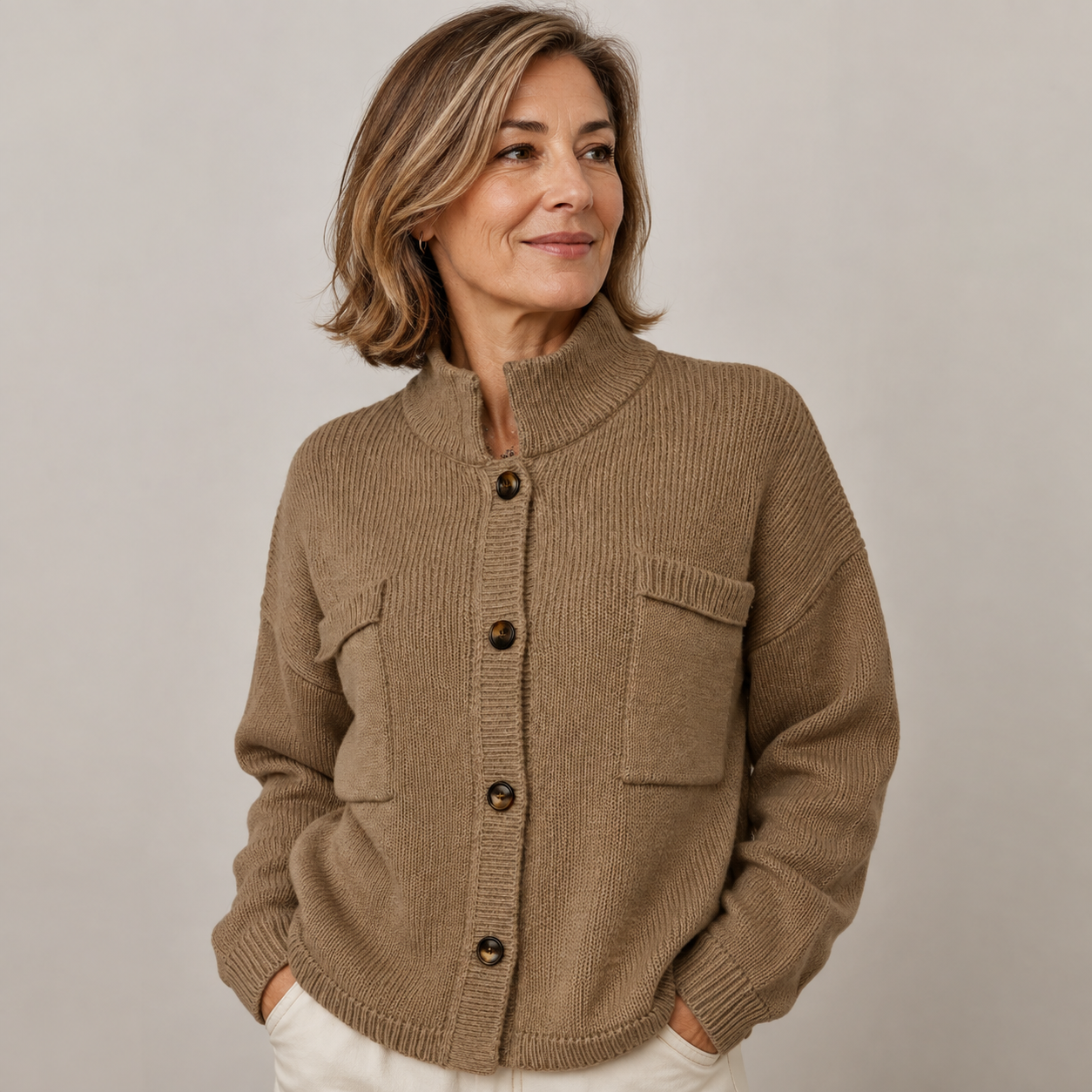 Augusta™ Stand Collar Button Cardigan