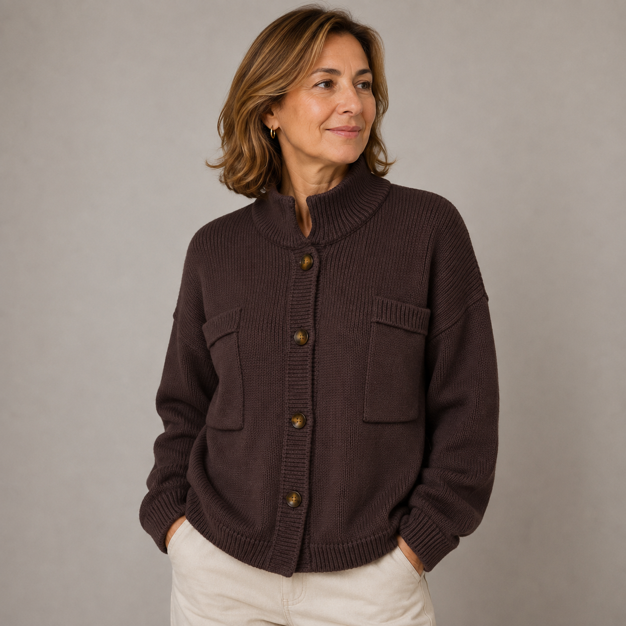 Augusta™ Stand Collar Button Cardigan