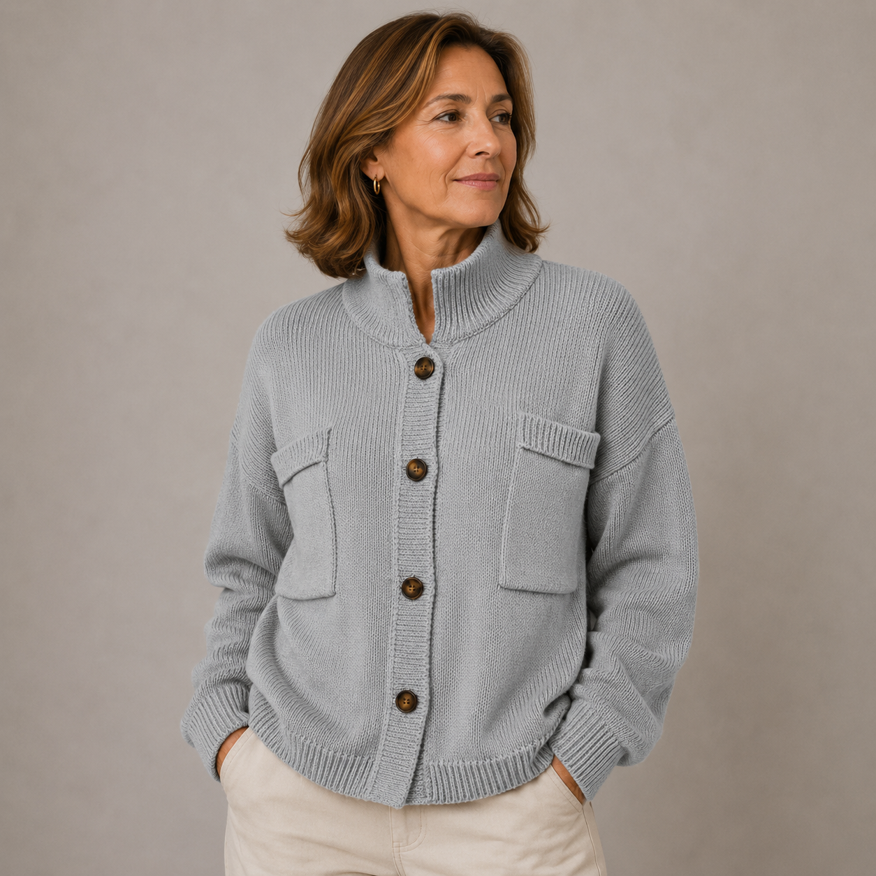 Augusta™ Stand Collar Button Cardigan