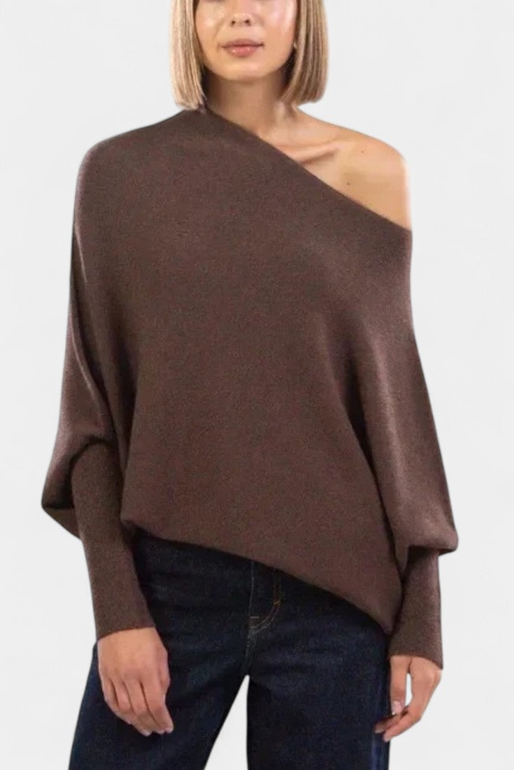 Soft Knit Off-Shoulder Casual Sweater by Anna
