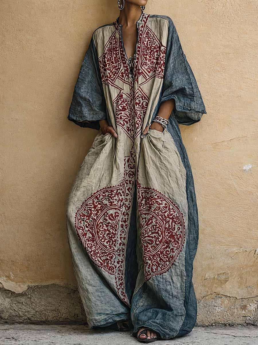 Agnes™ Vintage Print Wide-Leg Jumpsuit